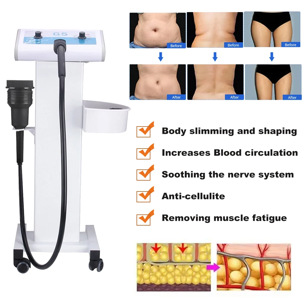 Vibrating G5 Massage Machine Slimming Muscle Massager Cellulite Removal Home Used Weight Loss Body Apparatus with Trolley Stand