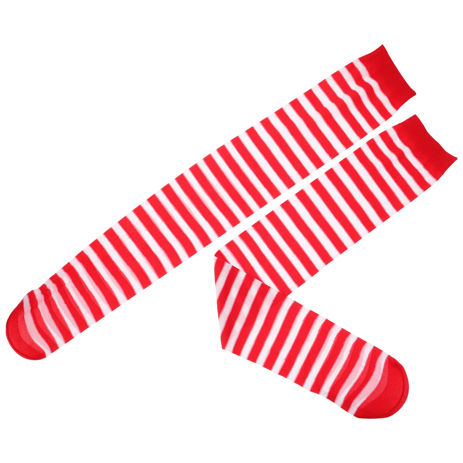 Over Knee Socks Stockings The Foot Girl Classic Striped Christmas for Women Red and White