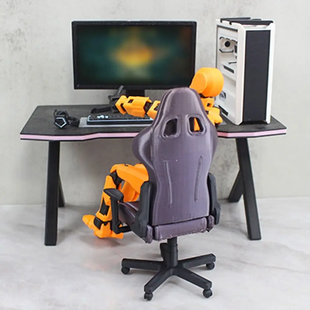 1/12 Dollhouse Esport Game Kit Black&white Photo Props Doll House Furniture Computer Keyboard Screen Desk Chair Doll Accessories