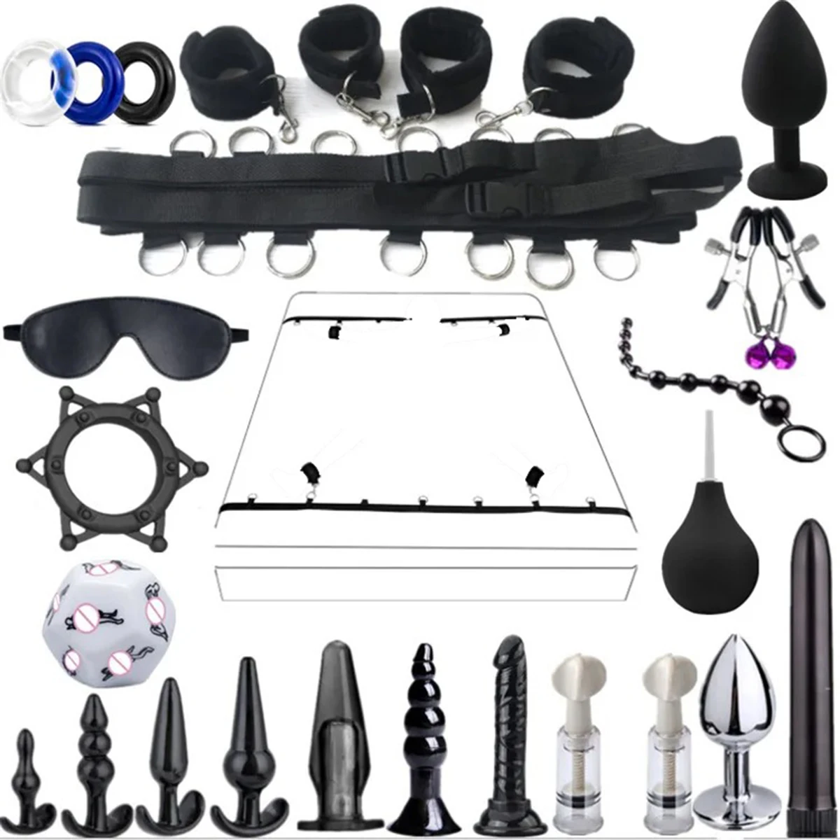 مجموعة ألعاب جنسية أفخم BDSM للأزواج ، مجموعة عبودية ، أصفاد ، ألعاب جنسية ، سوط ، هفوة ، المشابك الحلمة ، الملحقات الغريبة ، + 18 #1