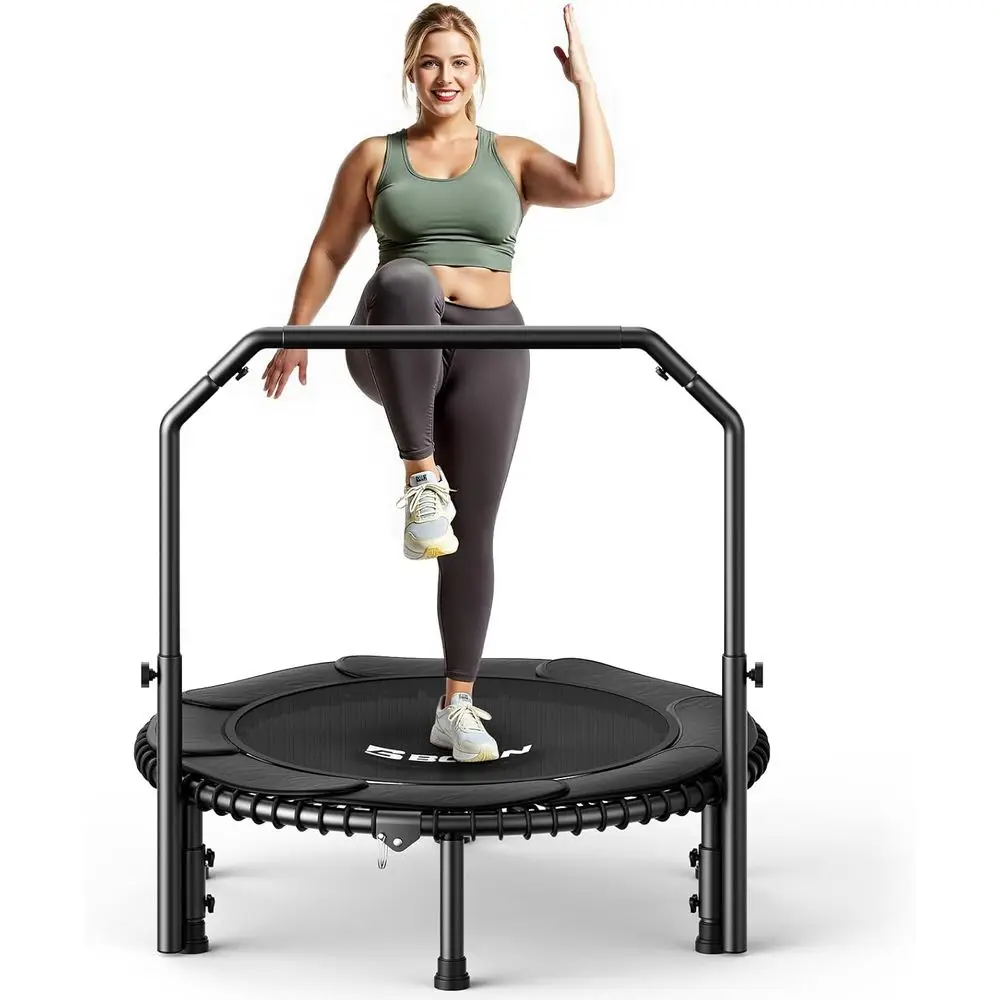 

Adult Mini Tpoline, 40" itnTpoline with Bungees, hape Adjustable oam Handle - Black