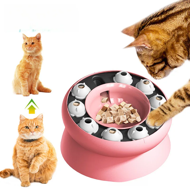 Katzenspielzeug, Slow-Feeder-Katzenschüssel, interaktiv für Hauskatzen, Katzen-Puzzle-Futterautomat, Haustierspielzeug zur Unterstützung der Verdauung und mentalen Stimulation von Haustieren