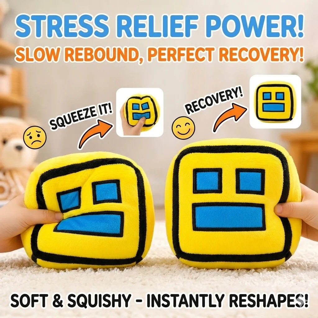 2026 Geometry Dash Cube Plush Toys Small Pillow Stuffed Plushie Doll Home Decor Children Birthday Gift for Kids and Gaming Fans