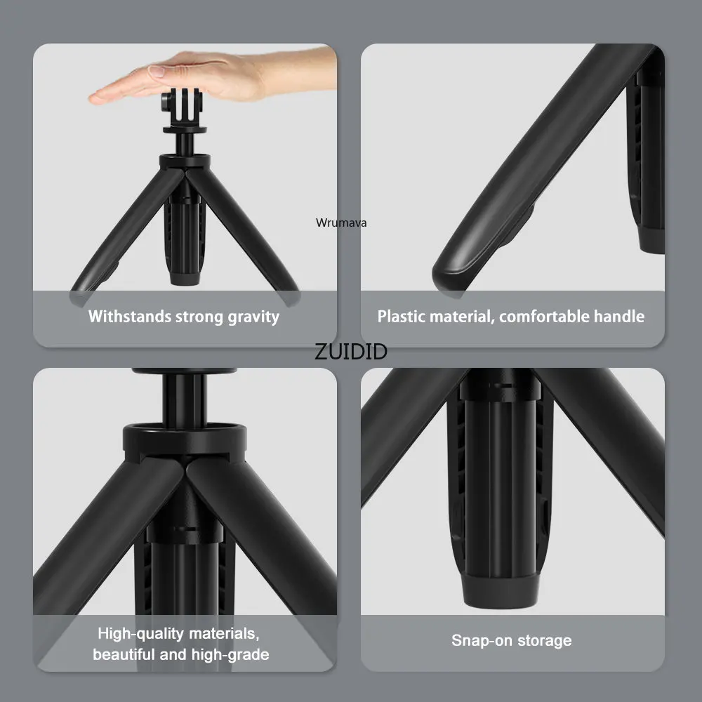 حامل ثلاثي القوائم قابل للطي حامل ثلاثي محمول Monopod لـ Go Pro Hero 12 11 10 9 ملحقات كاميرا الحركة Osmo حامل ثلاثي القوائم صغير لمدونة الفيديو