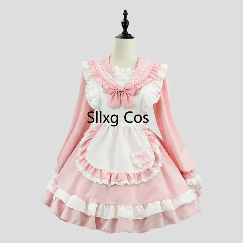 

FC6Cute Academy Sailor Lolita Long Sleeve Maid Dress Costumes Cosplay School Maid Dress for Waitress Maid Party Costumes S @FC8！