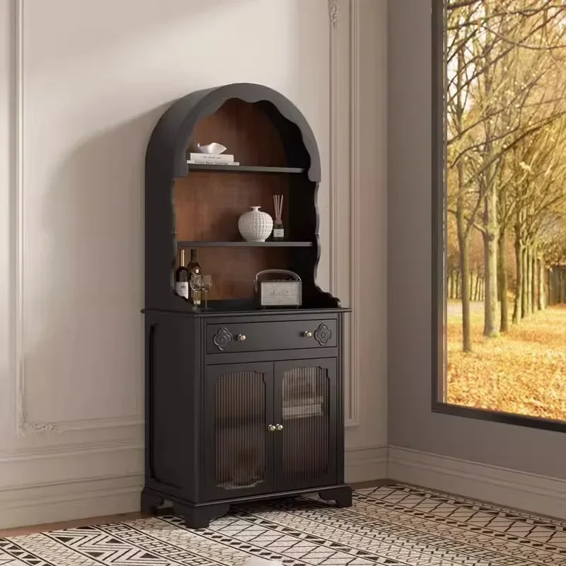 Retro American side cabinet medieval multi-functional display cabinet wine cabinet French solid wood bookcase