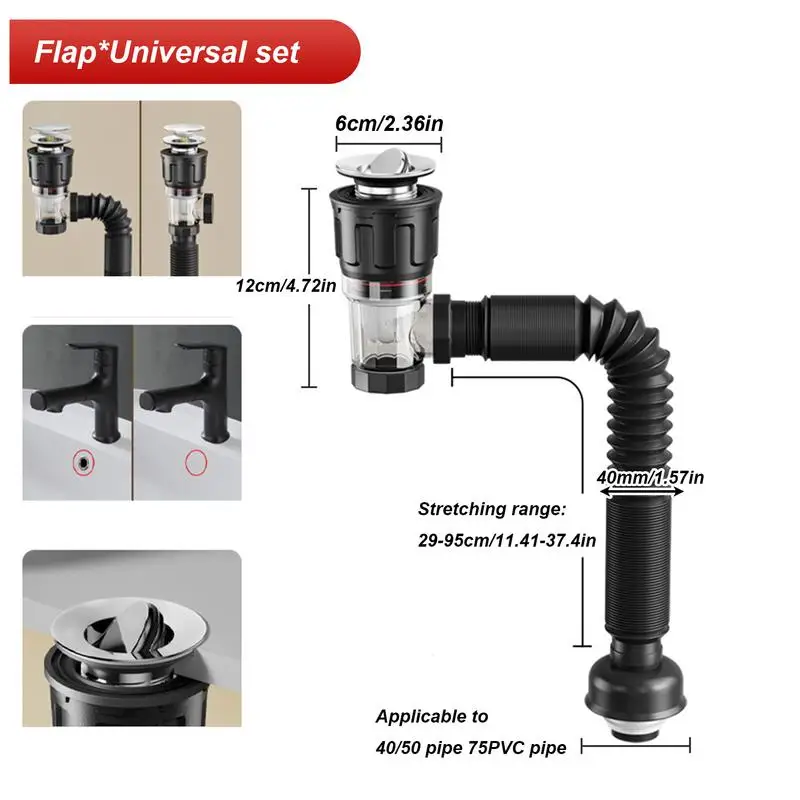 Universal Sink Drain Pipe Set Retractable Deodorant Sewer Drainage Water Hose Wash Basin Drainer Bathroom Kitchen Accessories