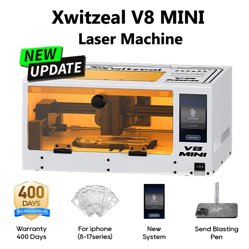 Xwitzeal ®   MINI máquina láser V8 para soportes de pantalla trasera de iPhone y lente de cámara, con moldes de hierro y kits de herramientas de reparación de teléfonos