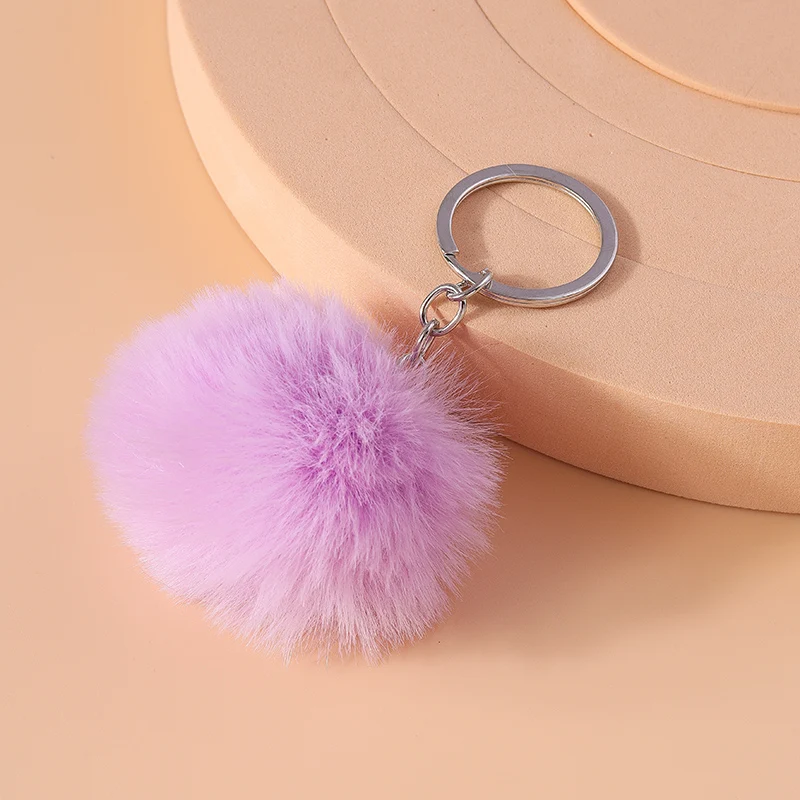 Mode Candy Farben Plüsch Ball Schlüsselbund für Auto Schlüssel Halter Frauen Mädchen Handtasche Anhänger Schlüsselanhänger Zubehör DIY Schmuck Geschenke – Detail 6