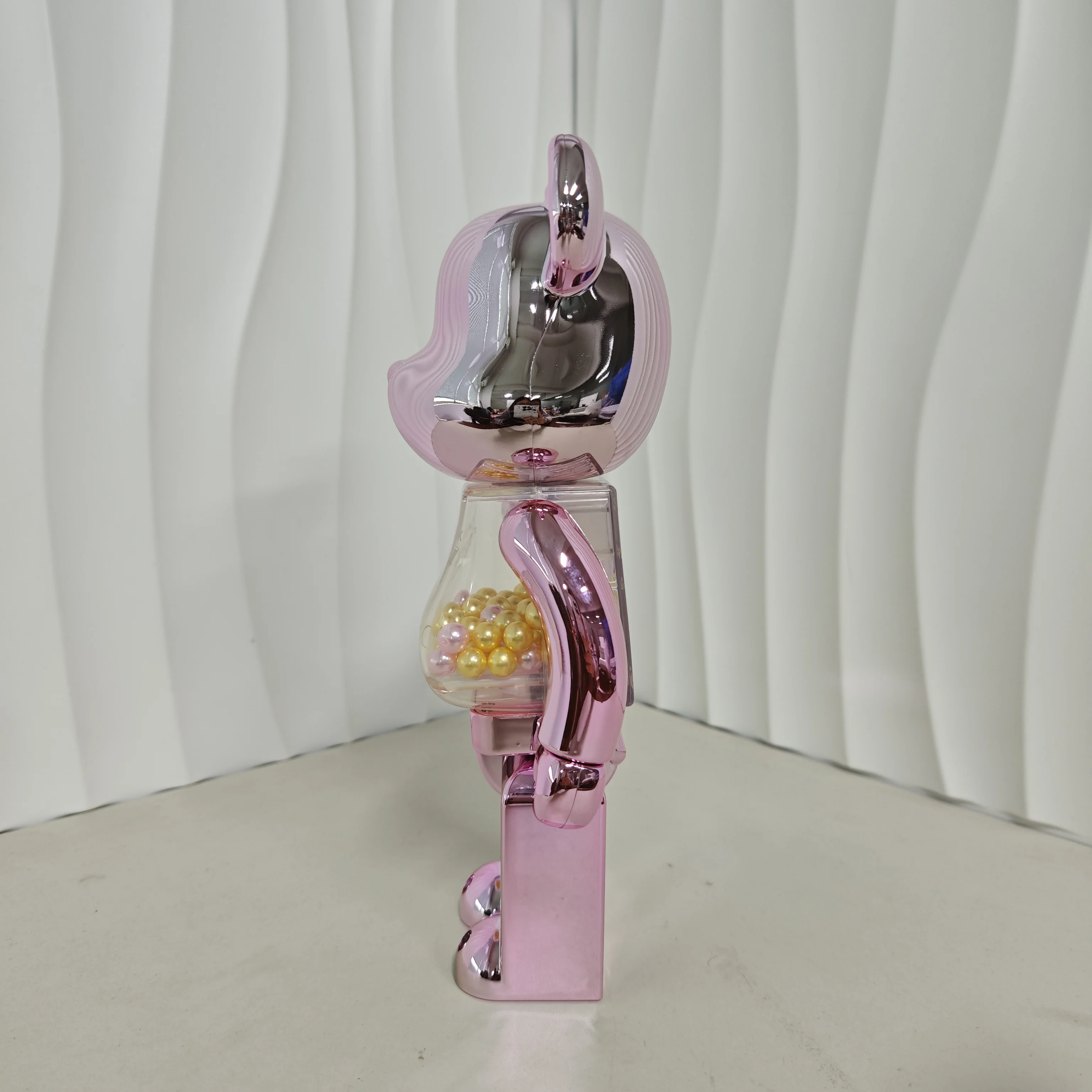 Figur Dekorasi Meja Bearbick 400% Electroplating Pink Qianqiu Tinggi 28cm, Sendi Dapat Diputar, Boneka Hadiah