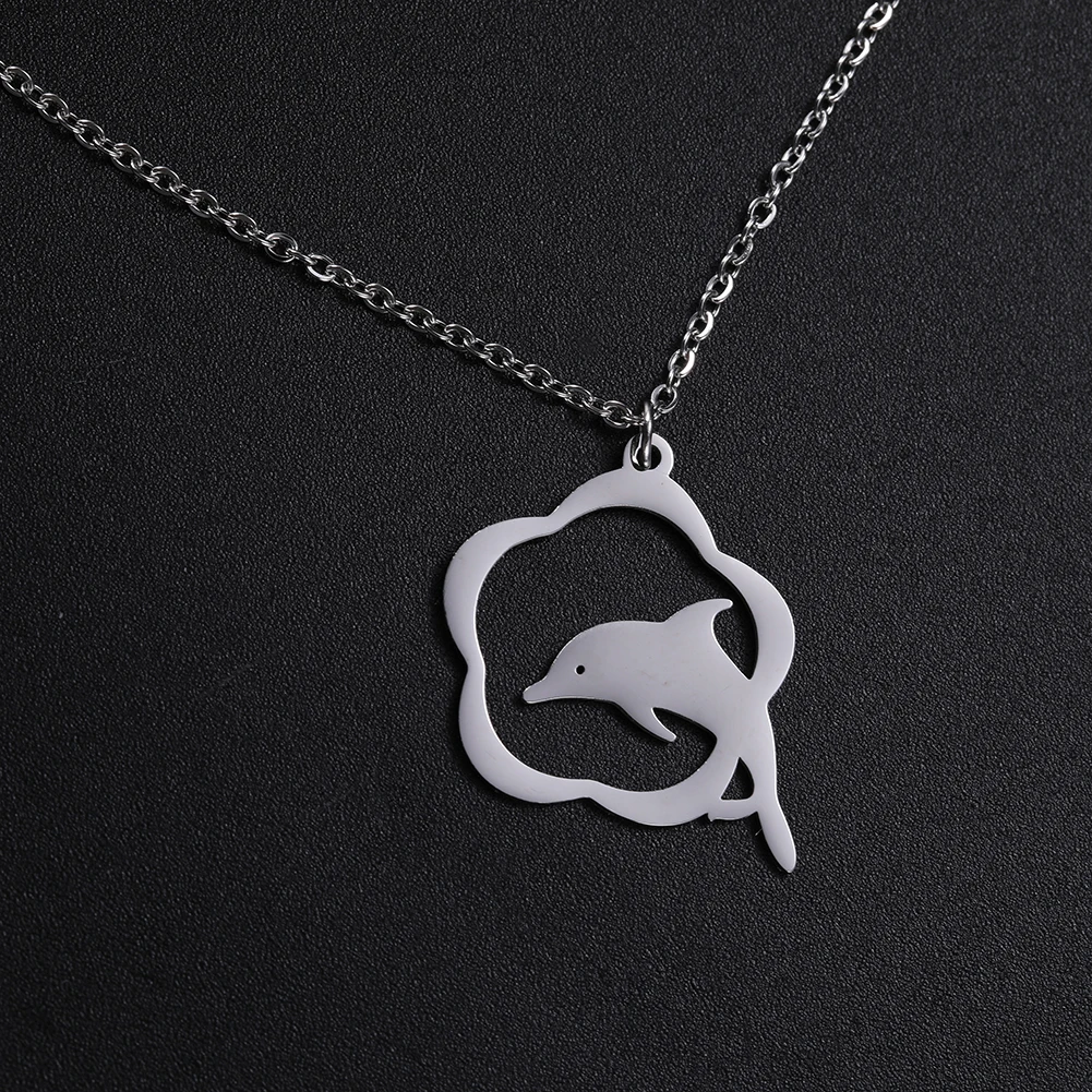 Stainless Steel Dolphin Wreath Pendant Chain para mulheres, namorada, aniversário, presente de festa de casamento, indispensável, verão, novo, 2023