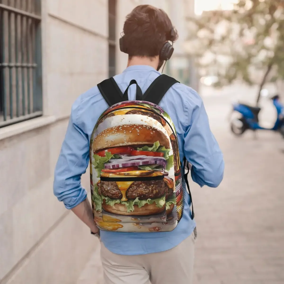 Double Decker Burger Student Backpack School Bag Hiking Travel Daypack for Boys Girls Bookbag Shoulder Bags