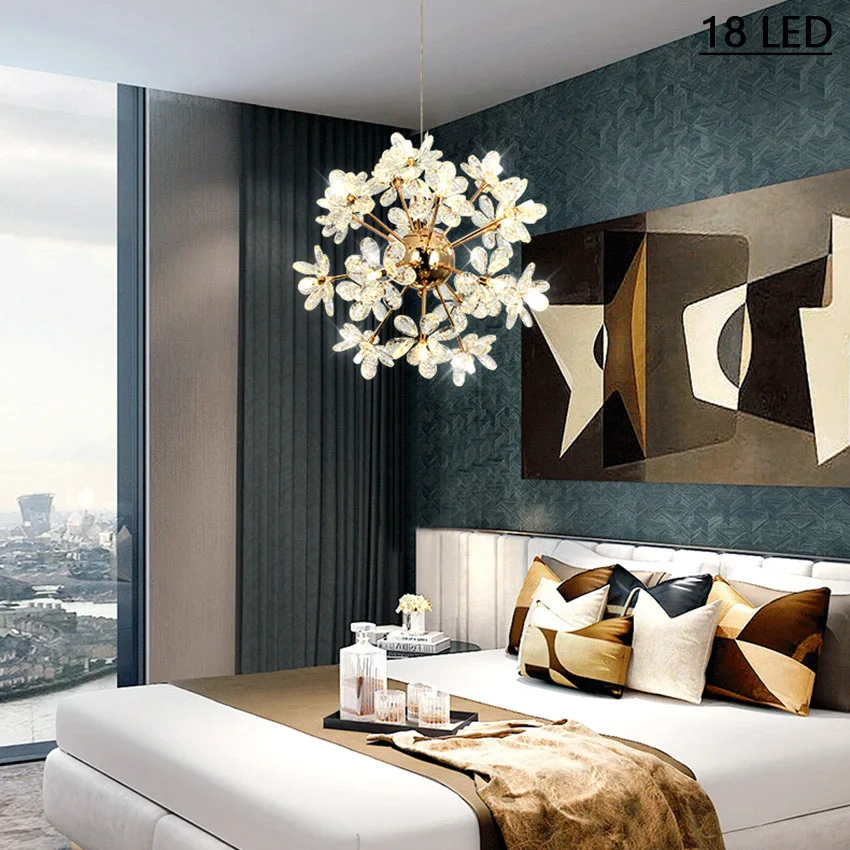 Modern LED Luxury Crystal Chandelier Dandelion Round Ball Pendant Ceiling Lamp For Dining Living Room Hanging Light New