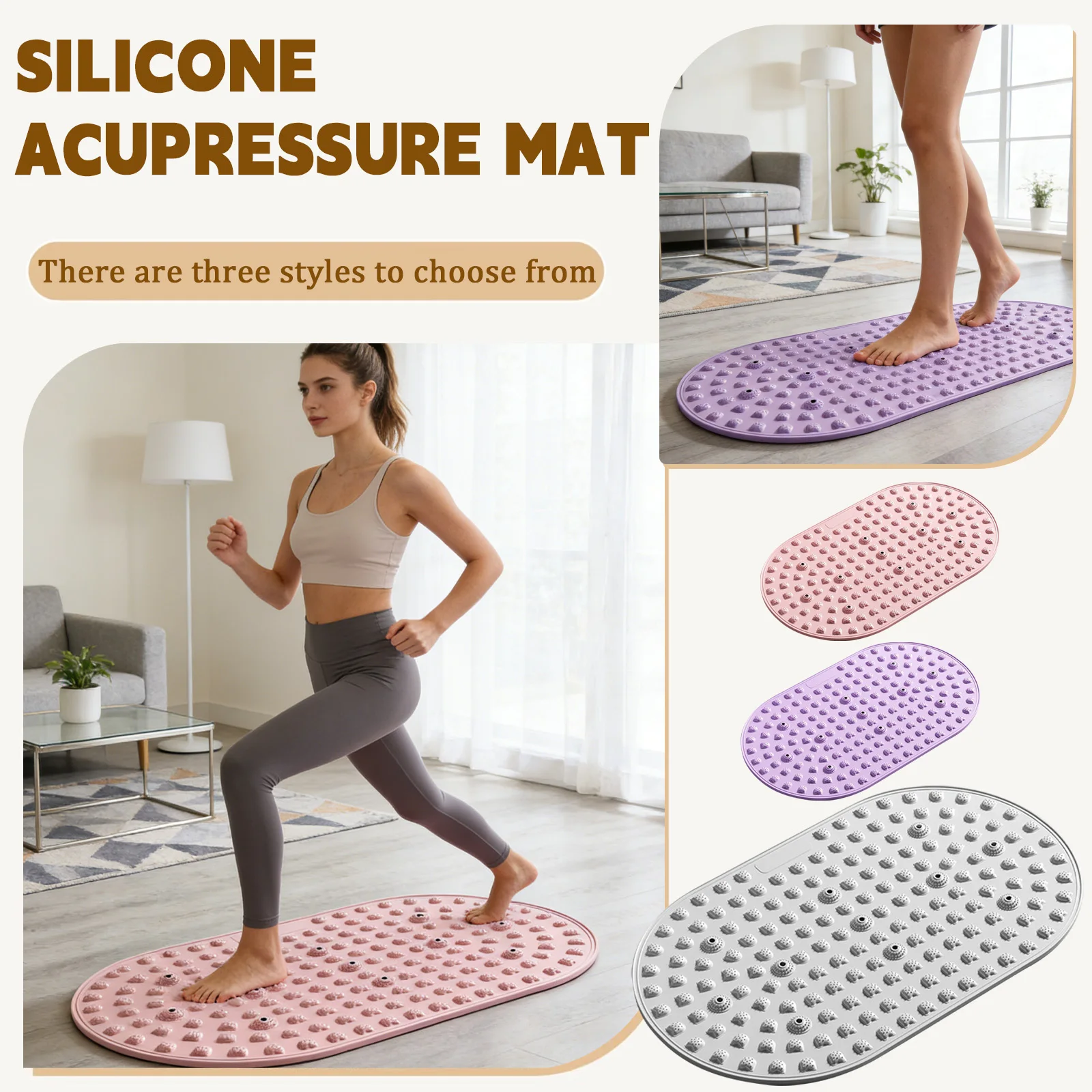 45x75cm Silicone Foot Massage Pads, Silicone Acupressure Plates,Ultra-slow Running Pads, Unblocking Meridians & Reducing Fatigue