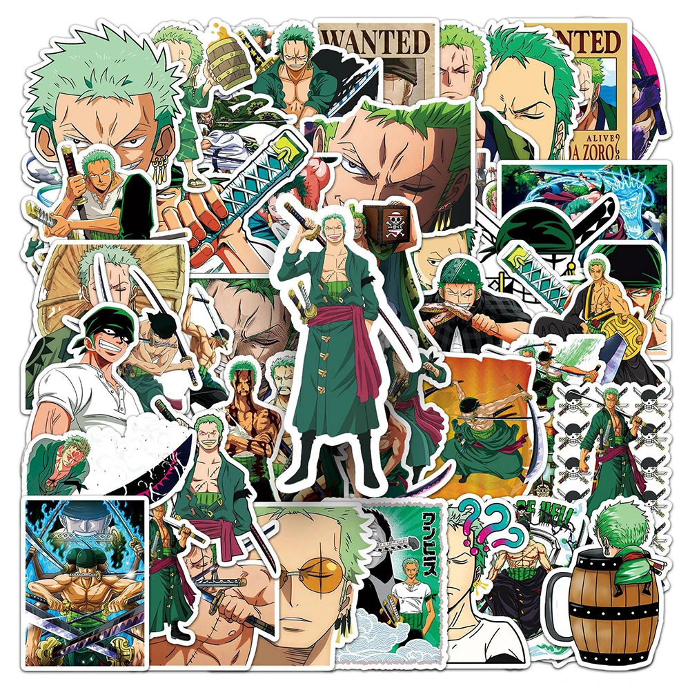 10/30/50pcs ONE PIECE Anime Roronoa Zoro Stickers Waterproof Graffiti DIY Skateboard Laptop Phone Cool Cartoon Decals Decoration