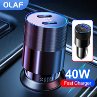 40W Dual PD Car Charger Fast Charging 66W USB Type C Car Phone Charger Adapter For iPhone Xiaomi Huawei Samsung Quick Charge 3.0