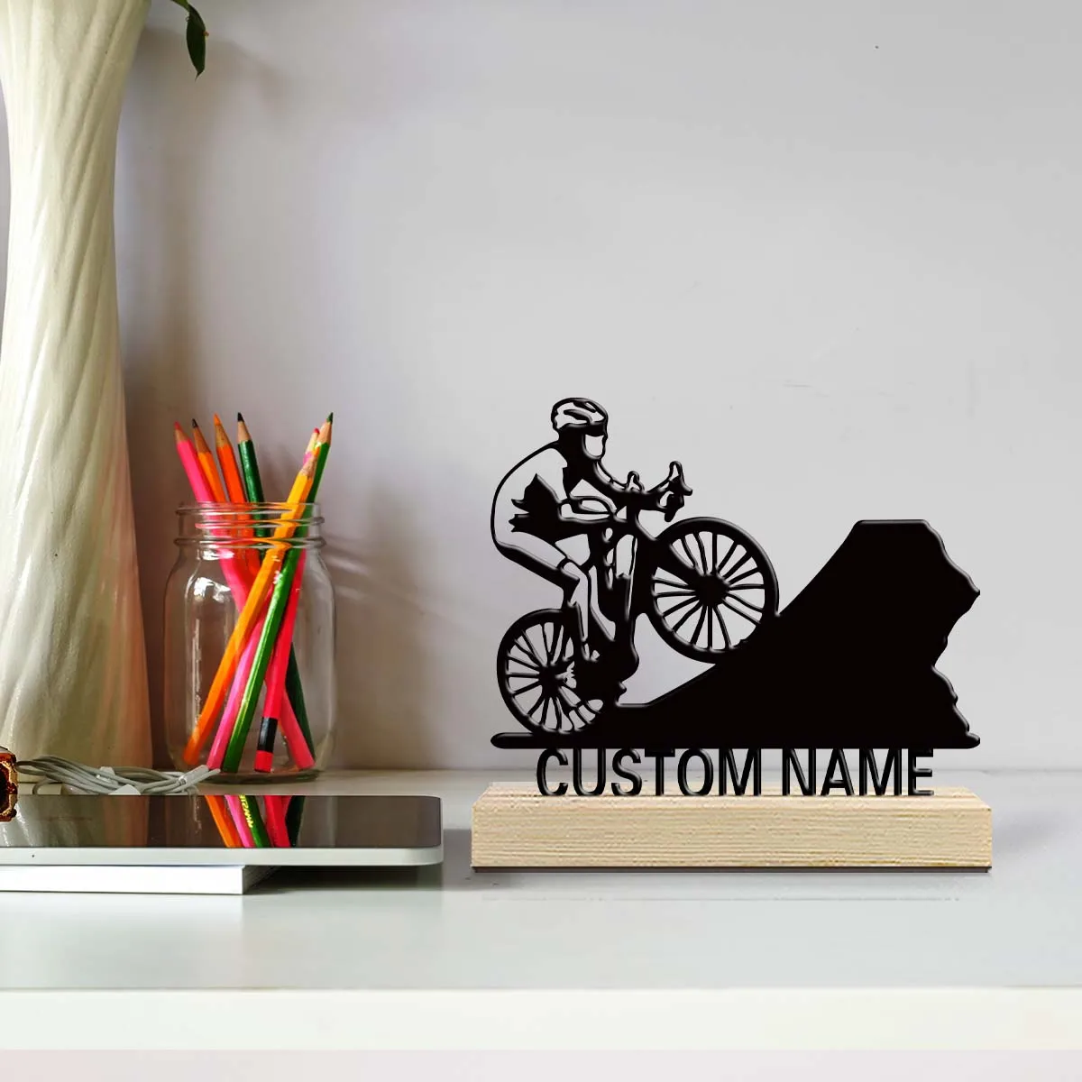 1pc Personalized Metal Artwork Customizable Content Equipped with Wooden Base Gifts and Metal Decorations for Family and Friends