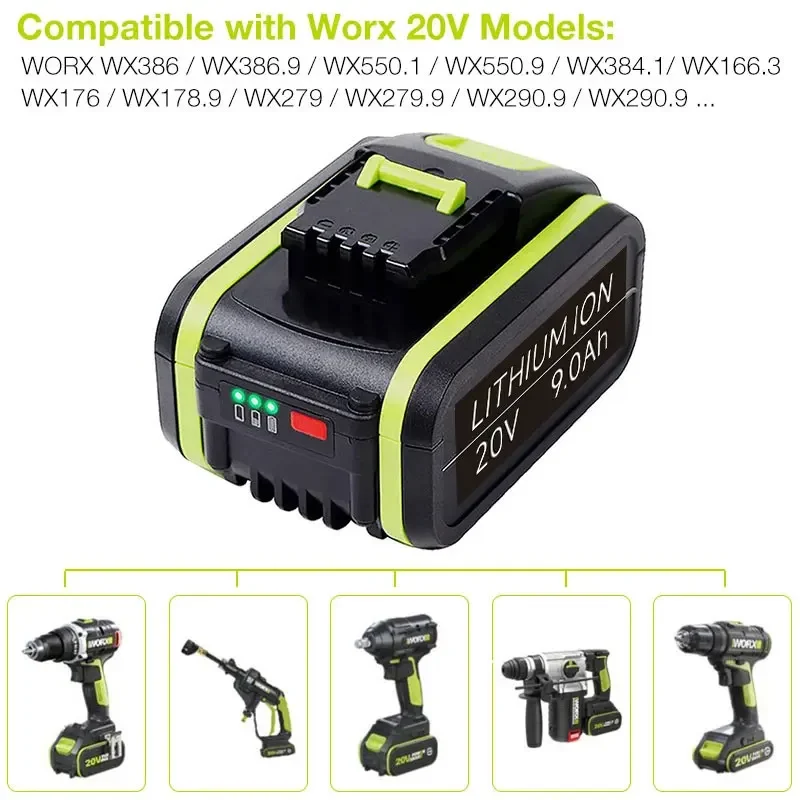 NEW 20V18000mAh Lithium Rechargeable Replacement Battery for Worx Power Tools WA3551 WA3553 WX390 WX176 WX178 WX386 WX678