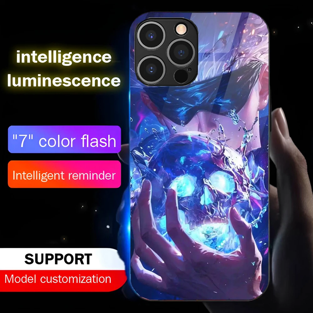 

Hot Sale Anime Cartoon Led Light Phone Case Call Flash Glitter Cover For Samsung S25 S24 S23 S22 S21 S20 FE Note 20 Plus Ultra
