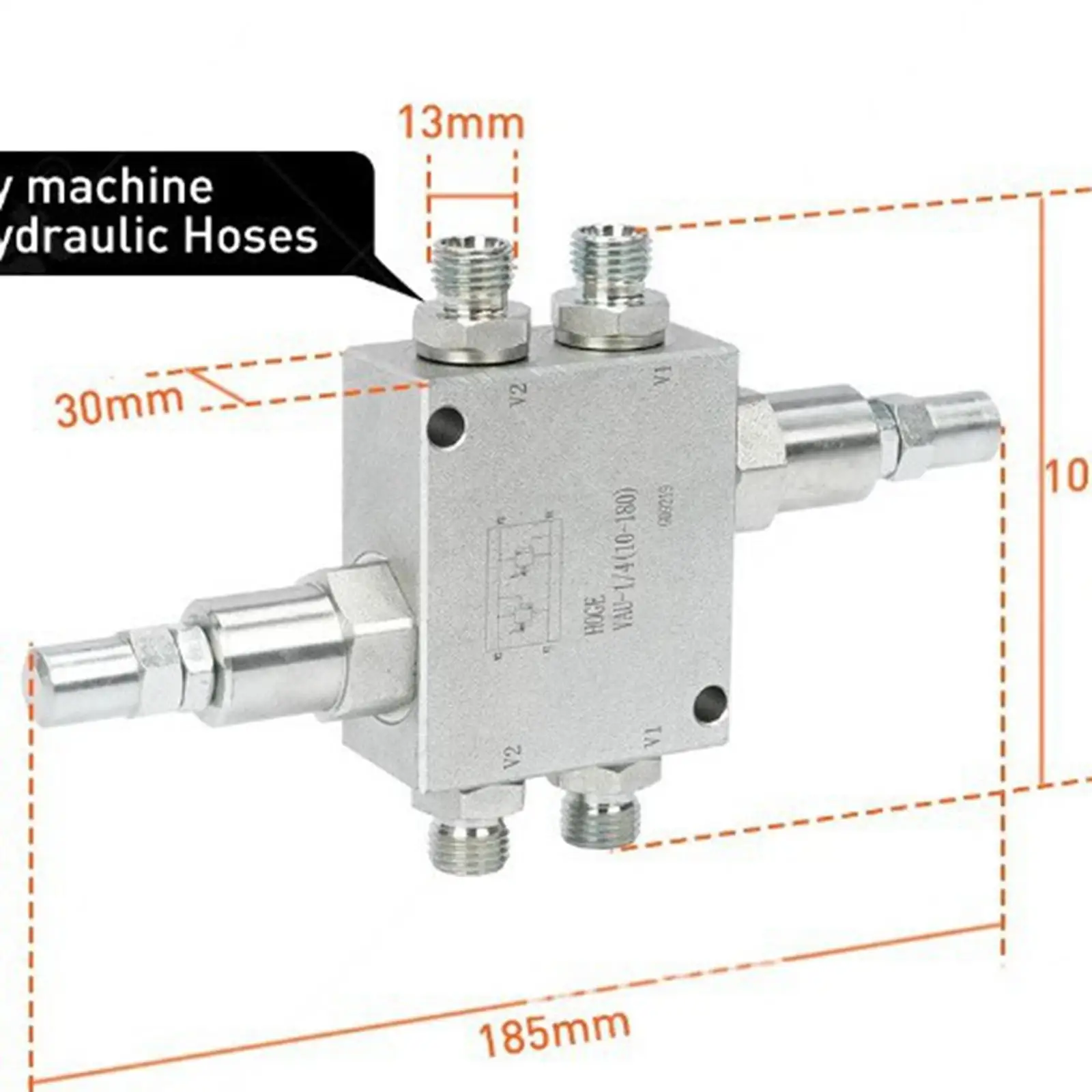 Excavator Hydraulic Cushion Valve Kit Professional Steel Replacement Part for Small Excavator 1/4 Inch Hose