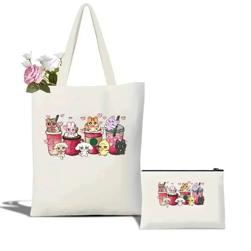 

Ateez Aniteez Coffee Latte Tote Bag Ateez The World Ep.Fin Will Album Cosmetic Bag Kpop Women's Shoulder Bag Kpop Merch