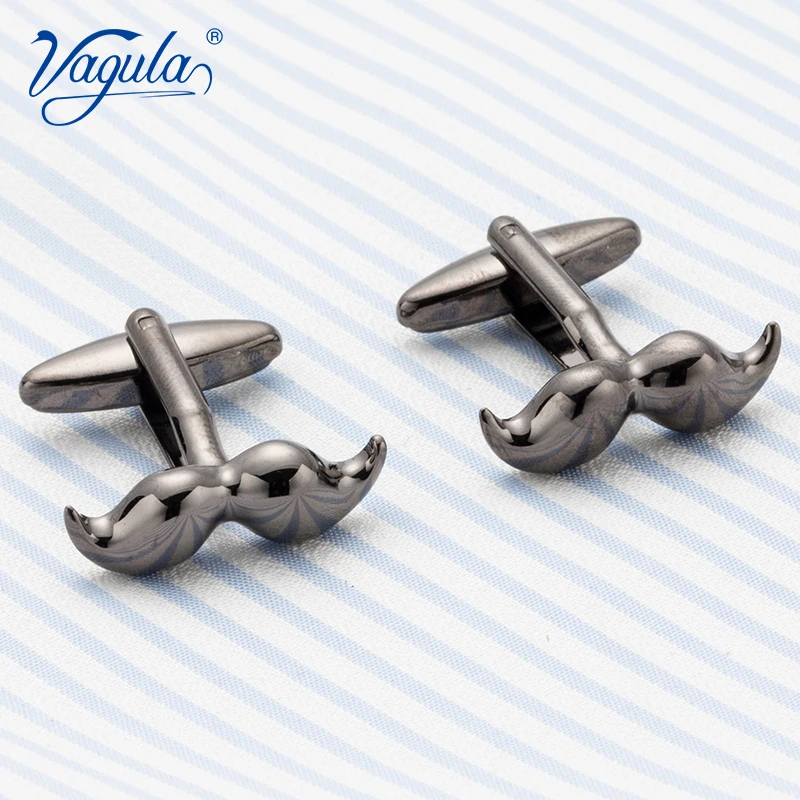 VAGULA Classic Luxury gift Party Wedding Gemelos Gun Metal Mustache Funny Design Cuff links 691