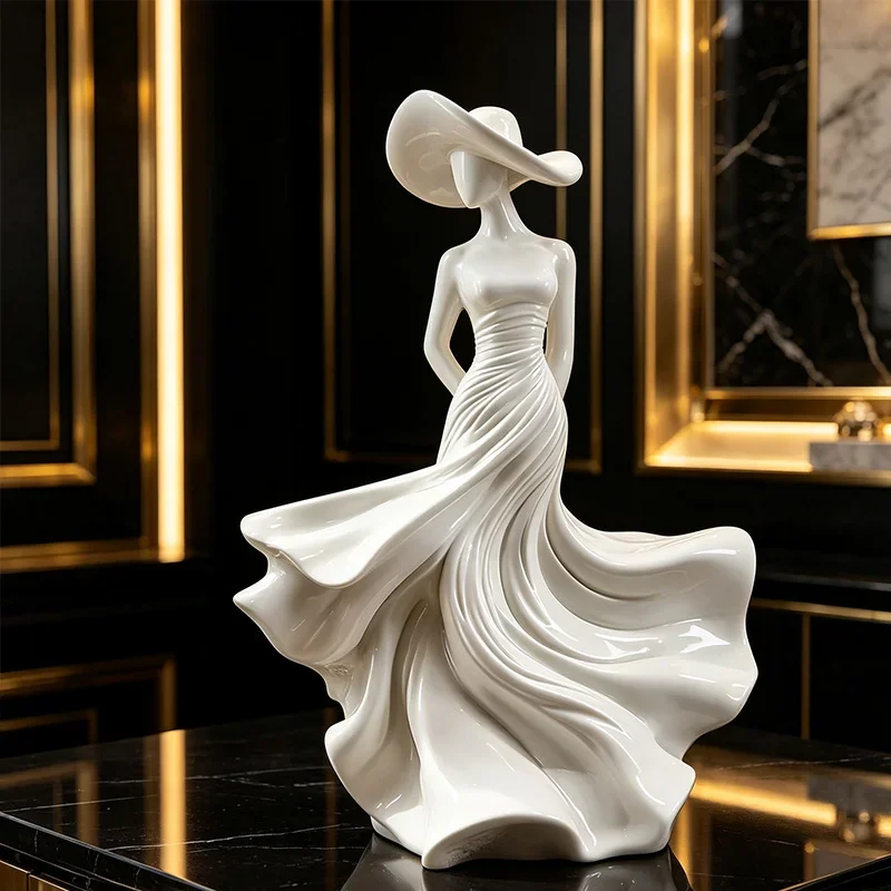 Goddess Art Sculpture Creamy Creative Unique Figures Decorative Items For Home TV Cabinet Entrance Decor Gift Living Room Gift