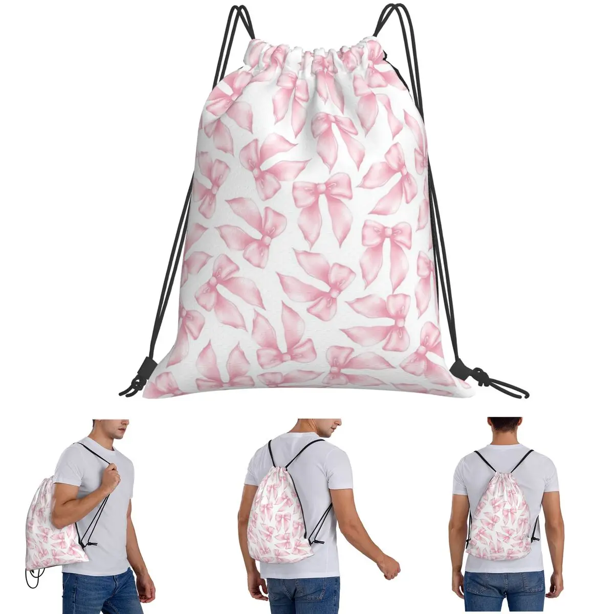 

Рюкзаки Cochuette с розовым бантом и благословением, повседневные сумки на шнурке, спортивная сумка, сумки для книг для мужчин, женщин, студентов