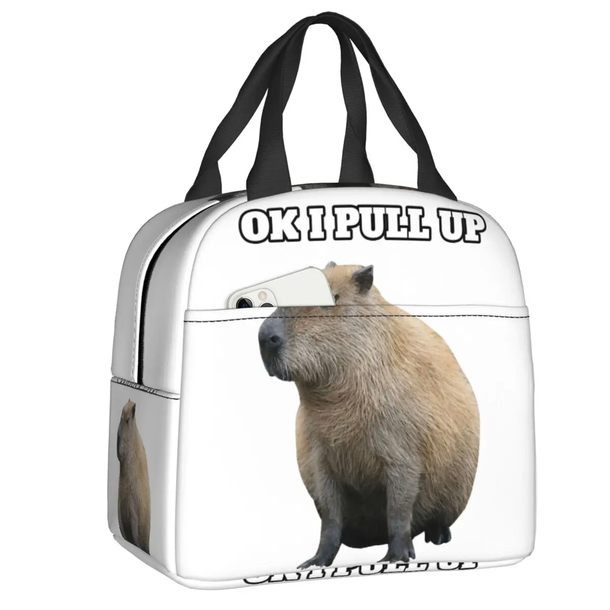 

Custom Ok Saya Pull Up Capybara Lunch Bag Women Cooler Warm Insulated Lunch Boxes for Children School