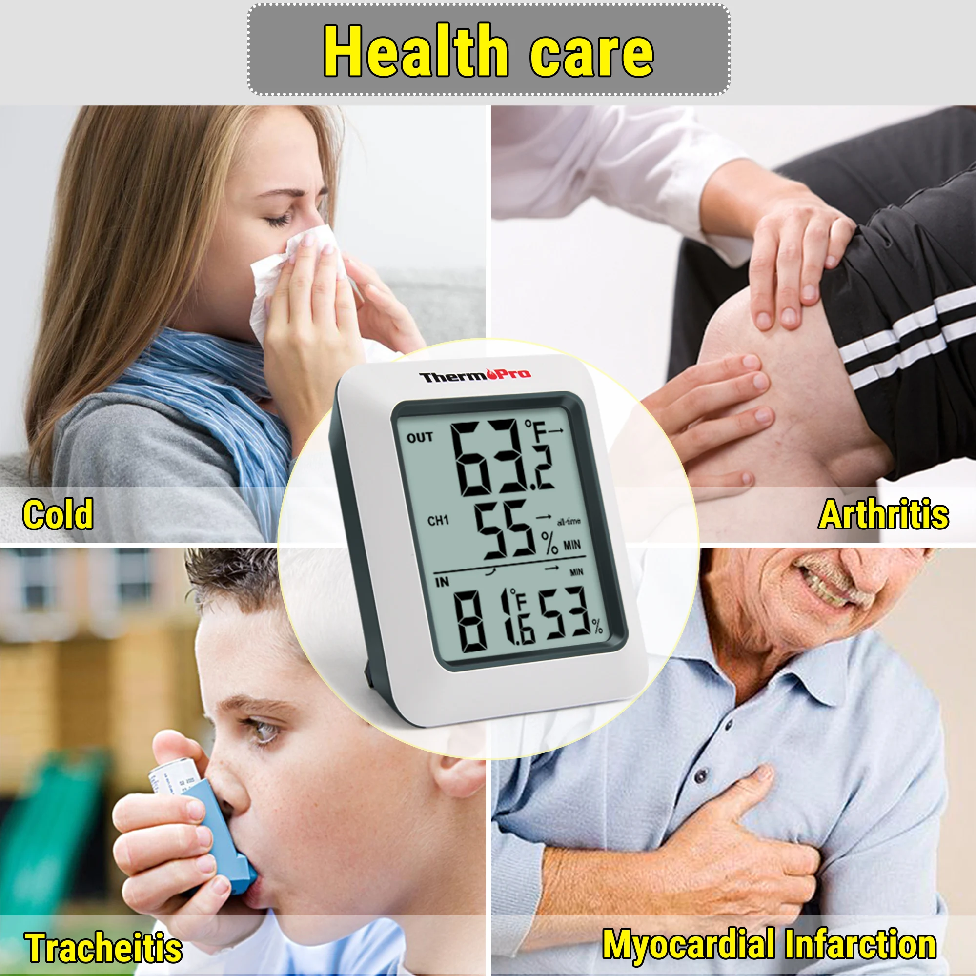 ThermoPro TP60C 60M Wireless Digital Room Indoor Outdoor Thermometer Hygrometer Weather Station For Home