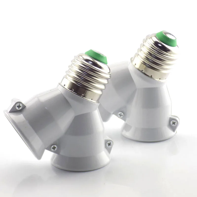 1 peça 1 e27 para 2 e27 divisor base de lâmpada adaptador conversor 2e27 265v 2a led em forma de y soquete suporte de luz soquete de conversão