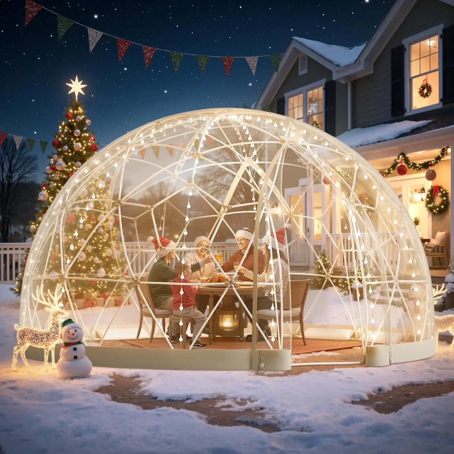 

Garden Dome Tent, 15 x 9.5 ft Clear Bubble Tent House for 12-14 Person, Waterproof PVC Geodesic Dome Greenhouse