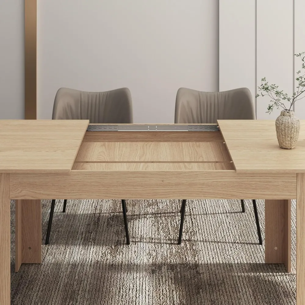 Uitschuifbare Kinchen-tafel voor 6-10 personen, houten eetkamertafels, moderne uitschuifbare tafel voor bijeenkomsten, eettafels