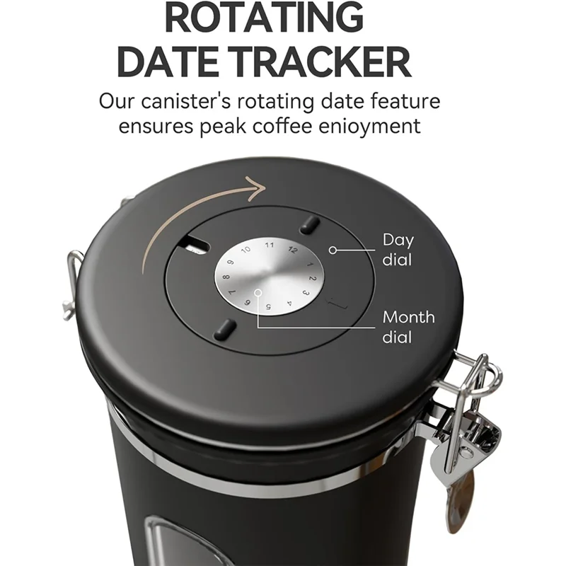 

MCGS-Stainless Steel Coffee Storage Canister With Window-Airtight Home Kitchen Food Organizer For Grounds, Beans, And Espresso