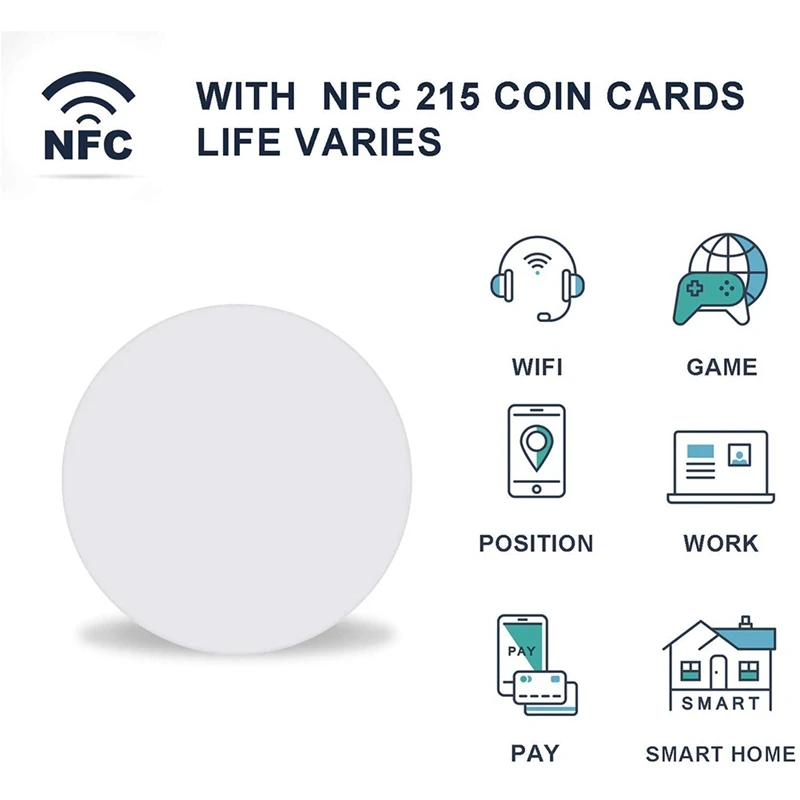 50 ชิ้นรอบและสแควร์แท็กอิเล็กทรอนิกส์ NFC NTAG215 การ์ดสีขาวมาตรฐานสําหรับโทรศัพท์สมาร์ทและอุปกรณ์ที่รองรับ NFC