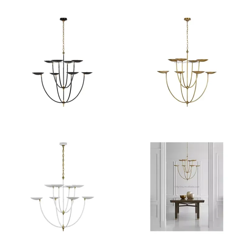 Custom Vintage Graceful Chandelier Living Room Restaurant Decorative Lamp Art Brass Chandelier