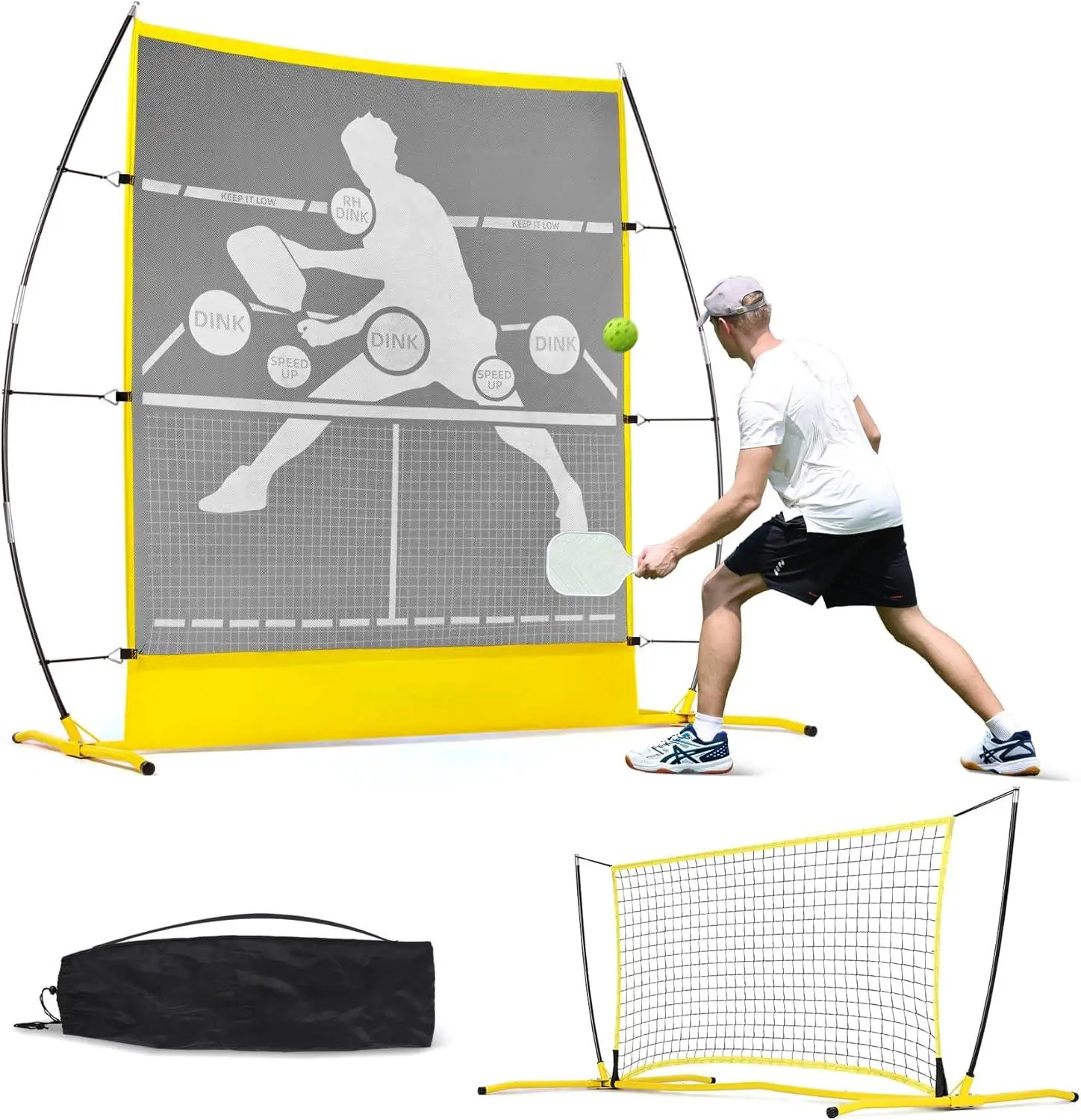 Pickle Ball Rebounder Training Equipment for Solo Practice - 6FT Mini Pickleball Net for Outdoor and Indoor