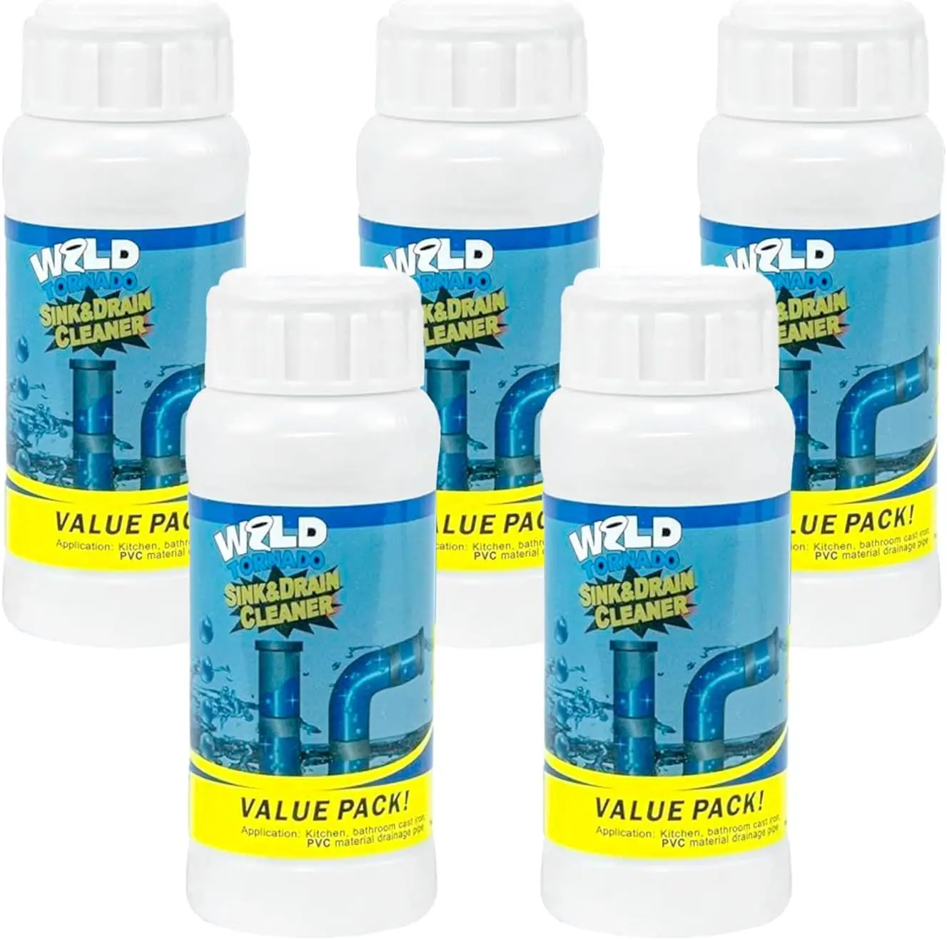 5-Bottle Set Powerful Kitchen & Toilet Sink Drain Cleaner Dredging Agent Fast-Acting Sewer Deodorant Cleaning Tool