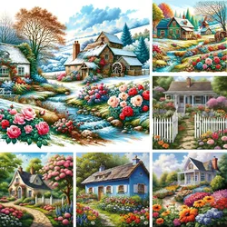 Full Drill 5D DIY Full Diamond Embroidery Cottage House Home Decor For Living Room Landscape New Square Diamond Painting