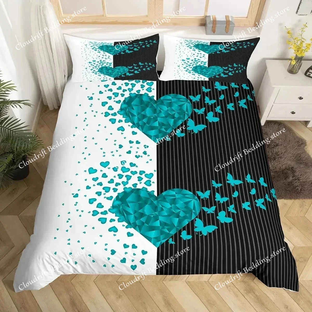 Couples Modern Black White Crown Bedding Set Duvet Cover Bed Cover Queen 220x240 260x240 For Double Bed 2 sp Adult Bedroom Set