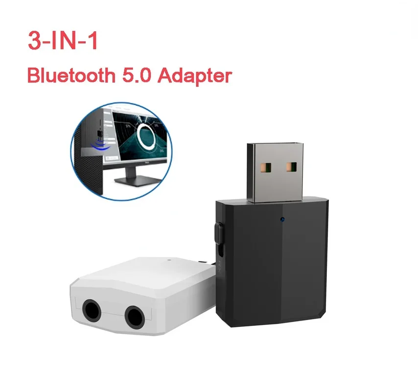 Bluetooth 5.0 USB Three-in-one Audio Transmitter Adapter, Suitable for Switch TV Speaker Computer