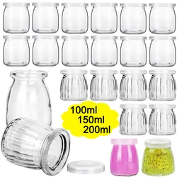 Clear Glass Food Bottle with Lid 100/150/200ML Pudding Yogurt Container Milk Jams Jelly Mousse Honey Spice Storage Jars Mini Cup