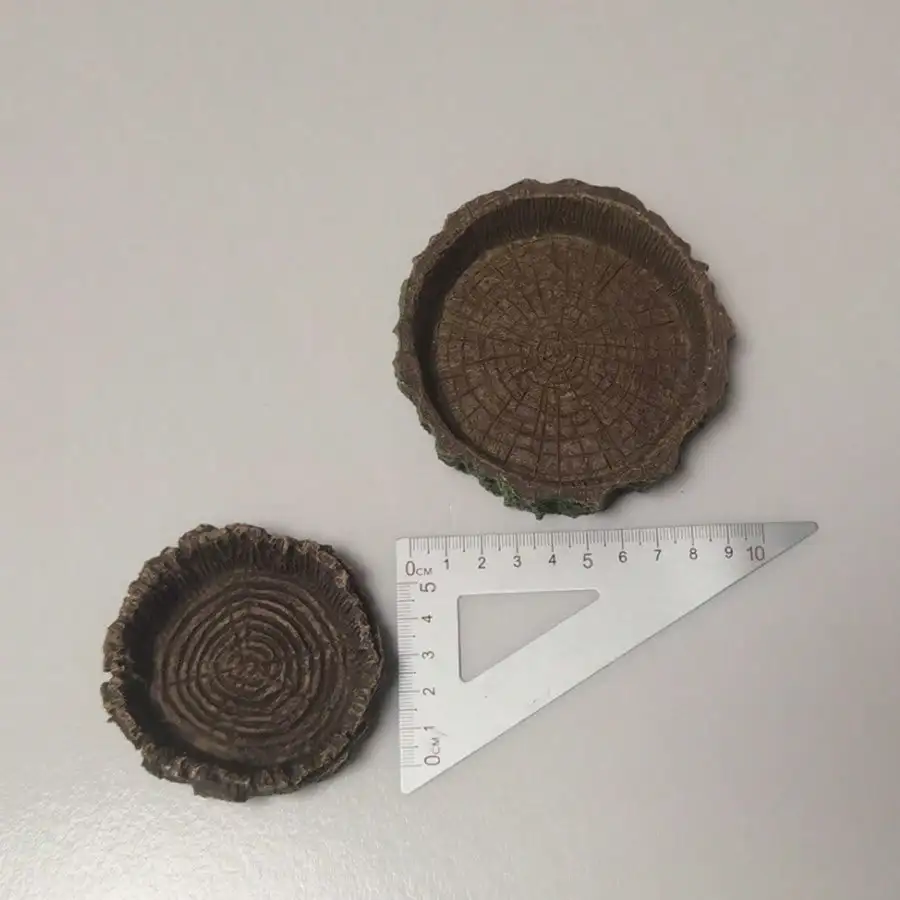 1 pcs Tree Stump  Shaped Reptile Food  Water Bowl Resin Terrarium Decor for Lizards Snakes Small or Large Sizes view 5