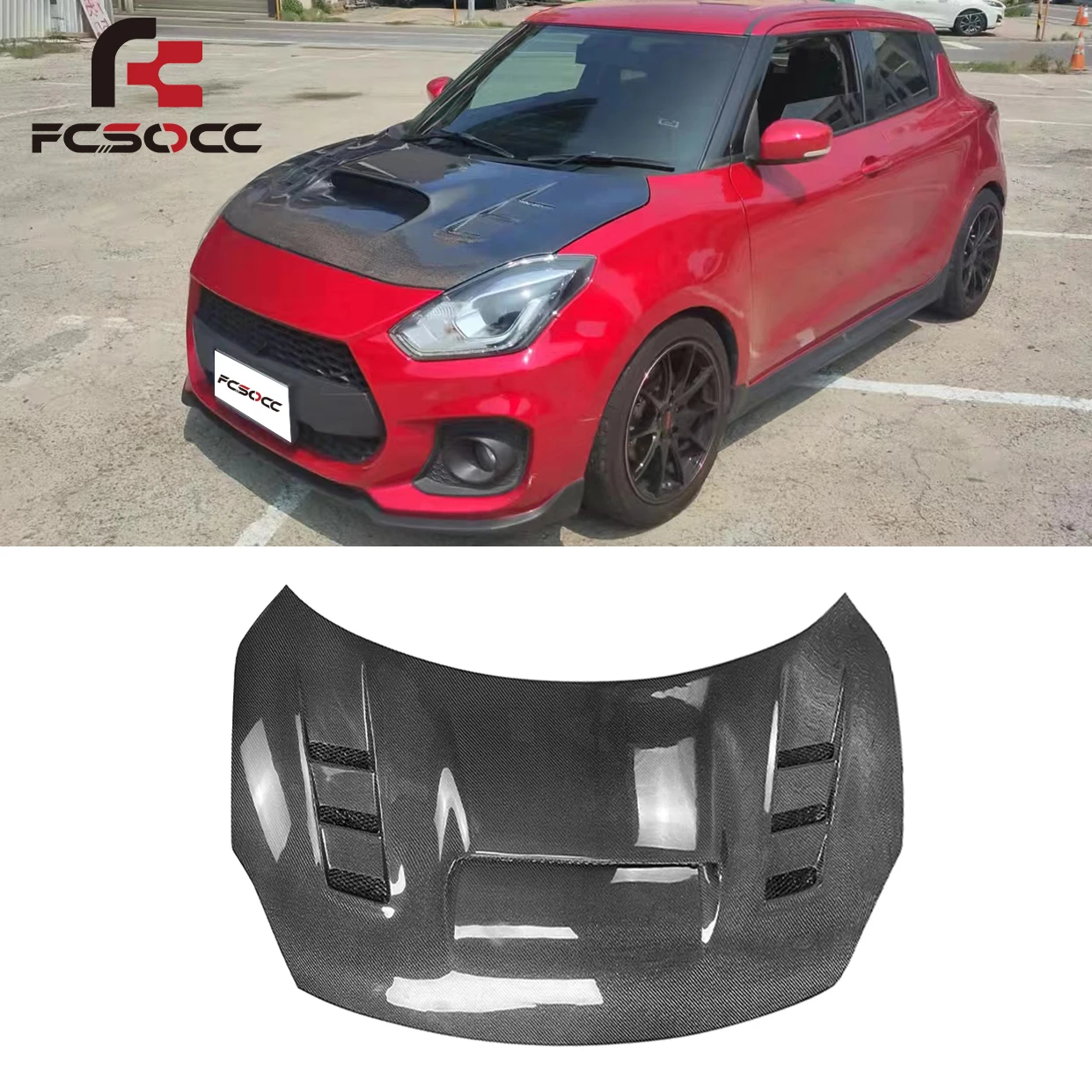 

For Suzuki Swift ZC33S 2018-2024 Glass Fiber Hood Engine Cover Bonnet Carbon Fiber Car Interior Accessories