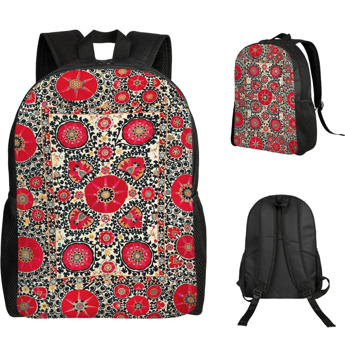 

Shakhrisyabz Suzani Uzbek Embroidery Print Student Backpack School Bag Hiking Travel Daypack for Boys Girls Bookbag Shoulder Bag