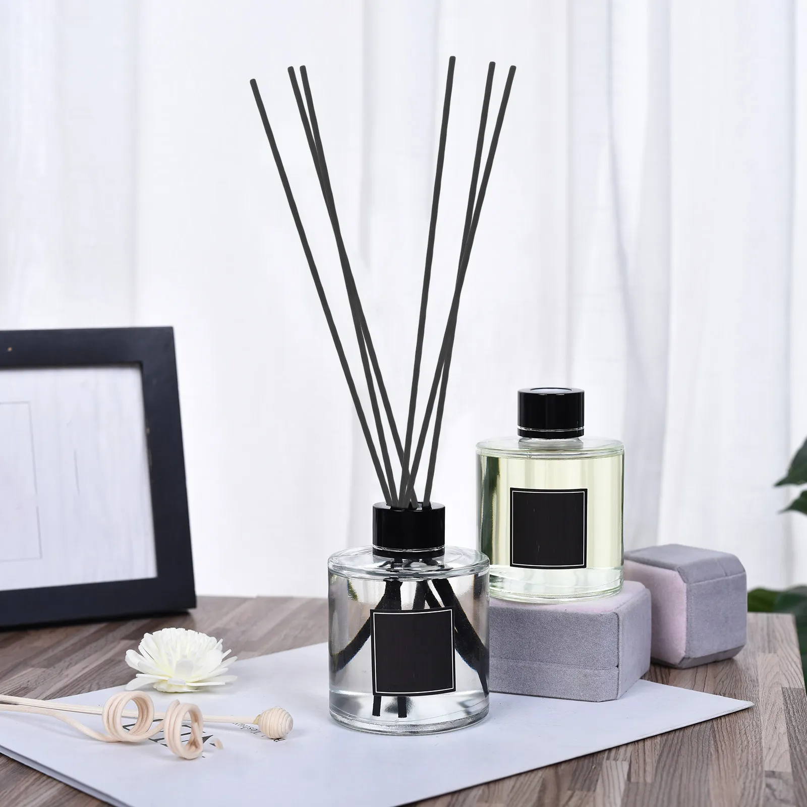 

100Pcs Fiber Reed Diffuser Sticks Black Thick Replacement Long-Lasting Fragrance Diffuser Reeds for Home Office Bathroom Aroma