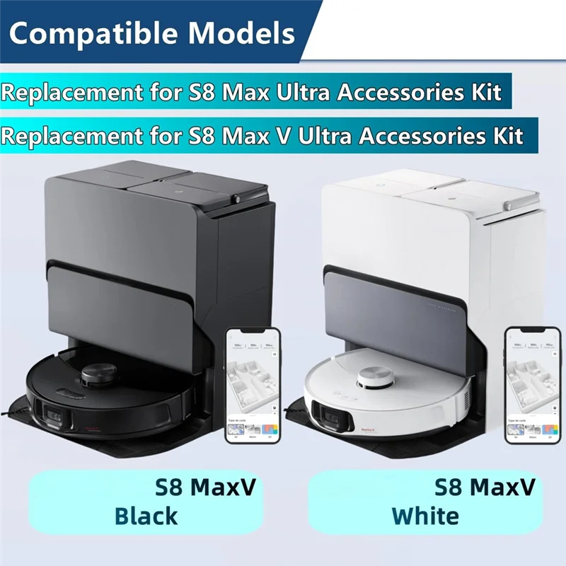 Zestaw części zamiennych do Roborock S8 Maxv Ultra, akcesoria do robota odkurzającego, ściereczki do mopa, worki do odkurzacza, szczotki boczne, filtr