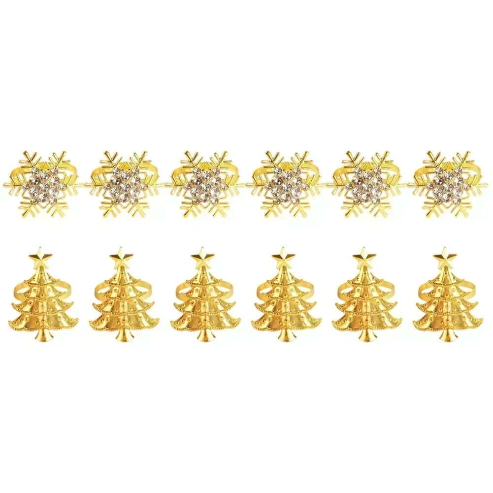 

12 Christmas Napkin Rings Featuring Snowflake and Tree Styles for Elegant Holiday Table and Dinner Party Decor