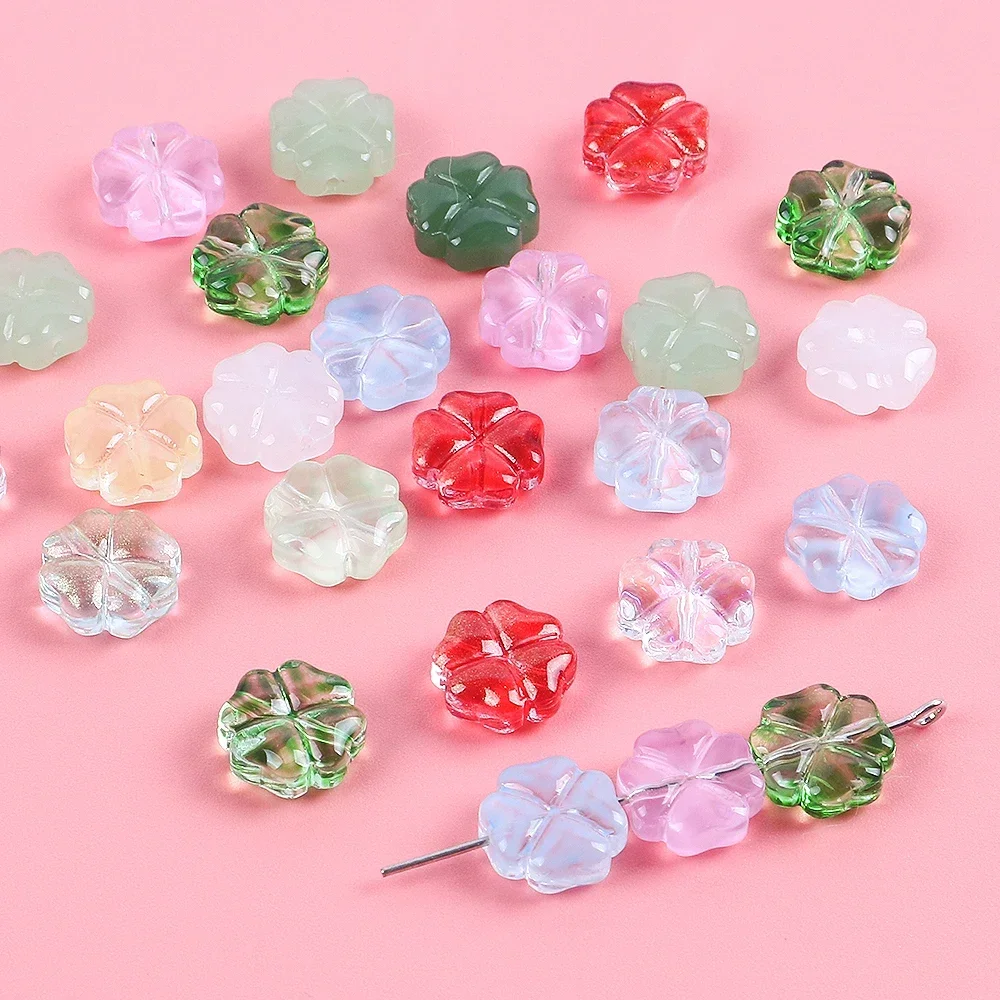 20Pcs Colorful Czech Lampwork Crystal Flower Beads Transparent Spacer Beads for Jewelry Making DIY Bracelet Accessories