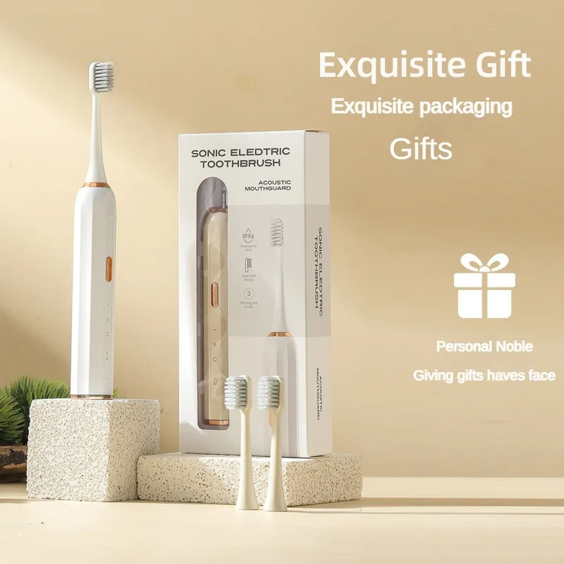 فرشاة أسنان كهربائية سونيك مع حافظة للسفر ، فرشاة أسنان أوتوماتيكية لتنظيف وتبييض الفم ، ipx6 مقاوم للماء ، دوبونت ، فرشاة شعيرات ناعمة